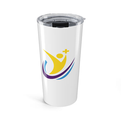 Abstract Joy Logo Tumbler 20oz | Colorful Faith Symbol, Swirl Design